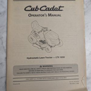 Cub Cadet Owner'S Operator'S Manual Lawn Tractor Model Ltx 1050 2008