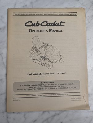 Cub Cadet Owner'S Operator'S Manual Lawn Tractor Model Ltx 1050 2008