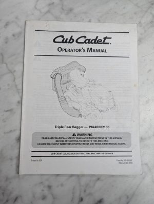 Cub Cadet Owner'S Operator'S Manual Triple Rear Bagger 19A40002100 2010