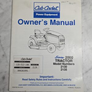 Cub Cadet Owner'S Operator'S Service Manual Series 2000 Tractor 2130 2135