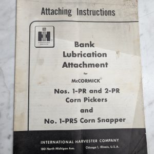 International Harvester Ih Attaching Instruction Manual Bank Lubrication 1 2 Pr