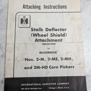International Harvester Ih Attaching Instruction Manual Stalk Deflector 2-Me Mh