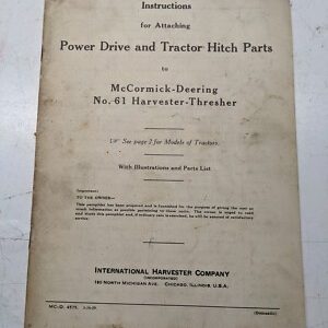 Mccormick Deering Attaching No 61 Harvester Thresher 1939 Mc-D 4575 Tractor