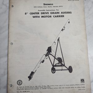 Snowco 8” Center Drive Grain Auger W/ Motor Carrier Assembly Instruction Manual