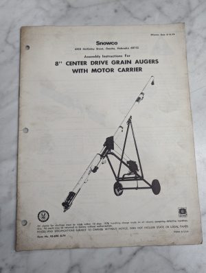 Snowco 8” Center Drive Grain Auger W/ Motor Carrier Assembly Instruction Manual