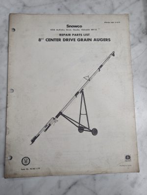 Snowco 8” Center Drive Grain Auger Repair Parts List Book Manual Catalog 1979