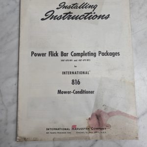 International Harvester Ih Installing Instruction Manual Power Flick Bar 816