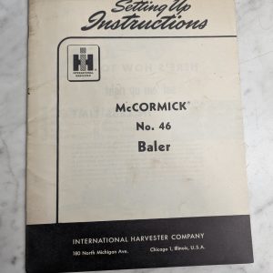 International Harvester Ih Setup Instruction Manual Mccormick #46 Baler