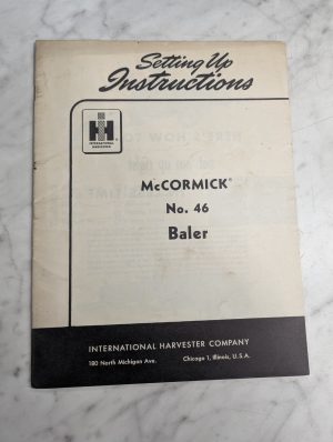 International Harvester Ih Setup Instruction Manual Mccormick #46 Baler