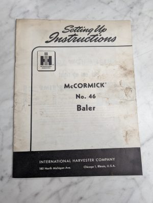 International Harvester Setup Instruction Manual Mccormick 46 Baler Ih
