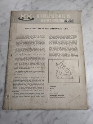 Minneapolis Moline Mm Service Bulletin D-336 Adjusting Tel-O-Flo Lifts 1958