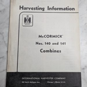 International Harvester Setting Up Instruction Manual Mccormick 140 141 Combine
