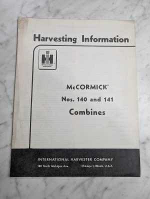 International Harvester Setting Up Instruction Manual Mccormick 140 141 Combine