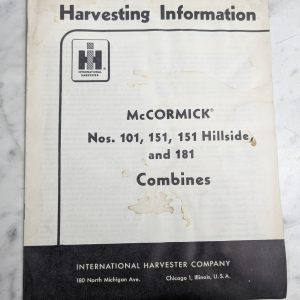 International Harvester Setup Instruction Manual Mccormick 101 151 181 Combine
