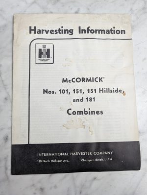 International Harvester Setup Instruction Manual Mccormick 101 151 181 Combine
