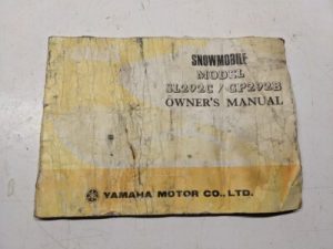 Yamaha Snowmobile Sl292C Gp292B Owners Manual 1972 Rough Shape