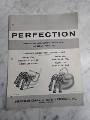 Sta-Rite Perfection Installation Operator Manual Parts List 750 700 710 Milkers