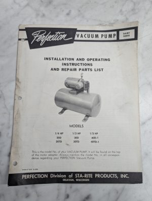 Perfection Installation Operator Manual Parts List 20 30 40 Td Vacuum Pump