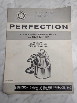 Sta-Rite Perfection Installation Operator Manual Parts List 740 Milker