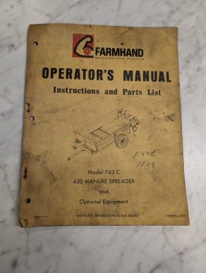 Farmhand Operator'S Manual Instruction Part List F43-C 430 Manure Spreader