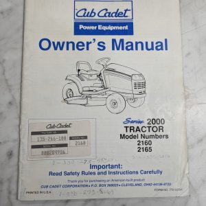 International Ih Cub Cadet Operator'S Owners Manual 2000 2160 2165 Tractors
