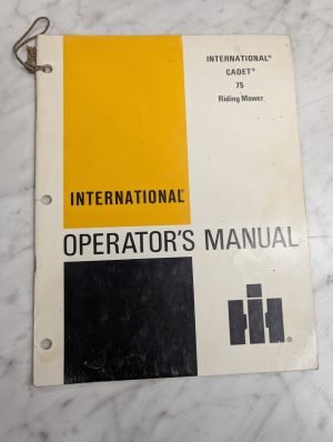 International Ih Cub Cadet Operator'S Owners Manual 75 Riding Mower