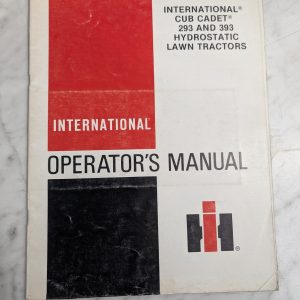 International Ih Cub Cadet Operator'S Owners Manual 293 393 Lawn Tractors