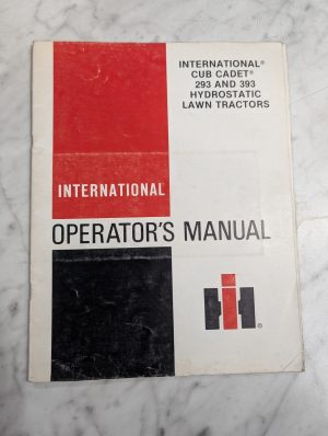 International Ih Cub Cadet Operator'S Owners Manual 293 393 Lawn Tractors