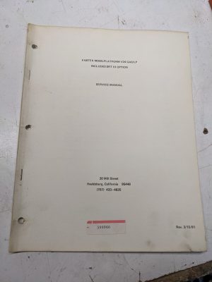 Fabtek Service Manual Mobilplatform V24 Gas Lp Srt Iii Hyd Elec Repair Shop 1981