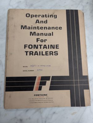 Frontaine Operating Maintenance Service Manual Parts List Trailers Hoft-4-100