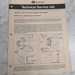 Rockwell Technical Service Aid Bulletin 1984 Positive Wheel Bearing Adjustment