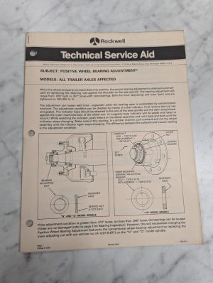Rockwell Technical Service Aid Bulletin 1984 Positive Wheel Bearing Adjustment