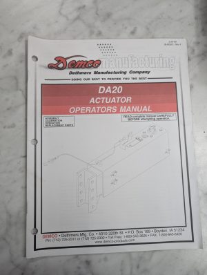 Demco Dethmers Da20 Aucator Operator'S Service Manual 1999 Bh20001 Parts List