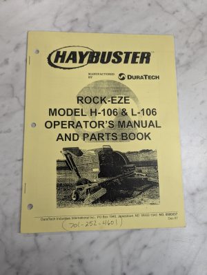 Haybuster Duratech Rock-Eze H-106 L-106 Operators Manual Service Parts Book