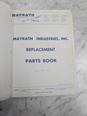 Mayrath Replacement Parts List Book Manual Catalog Augers Conveyor 1973