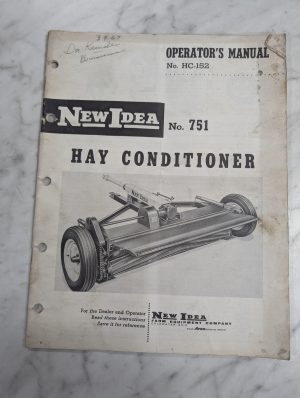 New Idea Operator'S Owner Service Manual Hc-152 Hay Conditioner #751 1963