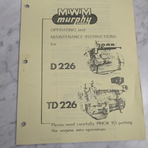Mwm Murphy Diesels Operating Maintenance Manual Instructions D226 Td226