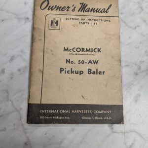 International Ih Mccormick Owners Manual & Parts List 1950 #50-Aw Pickup Baler