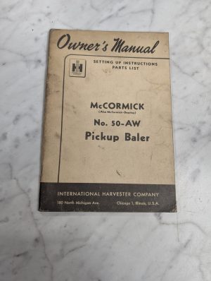 International Ih Mccormick Owners Manual & Parts List 1950 #50-Aw Pickup Baler
