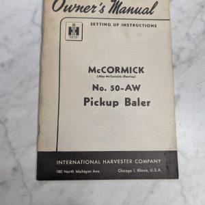 International Ih Mccormick Owners Manual Setup 1951 #50-Aw Pickup Baler