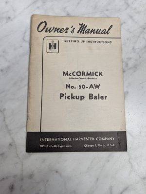 International Ih Mccormick Owners Manual Setup 1951 #50-Aw Pickup Baler