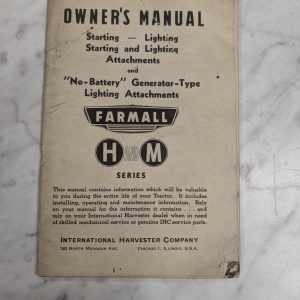 International Ih Mccormick Farmall Owner'S Manual H & M Tractor Series 1945