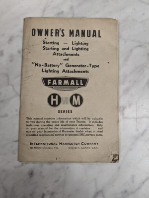 International Ih Mccormick Farmall Owner'S Manual H & M Tractor Series 1945