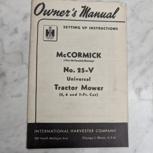 International Ih Mccormick Farmall Owner'S Manual 25-V Tractor Mower 1954