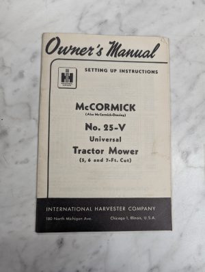 International Ih Mccormick Farmall Owner'S Manual 25-V Tractor Mower 1954