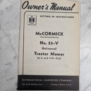 International Ih Mccormick Farmall Owner'S Manual 25-V Tractor Mower 1954~