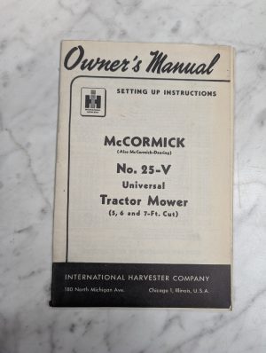 International Ih Mccormick Farmall Owner'S Manual 25-V Tractor Mower 1954~