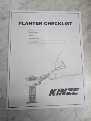 Kinza Planter Checklist Illustratated Parts List Book Manual Catalog Seed Meter