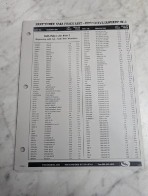Sma Parts Price List Catalog Dealer Sales Literature 2018 Smalink ~~Part 3 Of 3