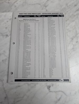Sma Parts Price List Catalog Dealer Sales Literature 2018 Smalink ~~Part 2 Of 3